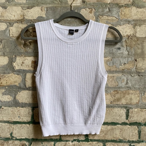 White Cableknit High Neck Tank from Simons szM - Picture 1 of 4